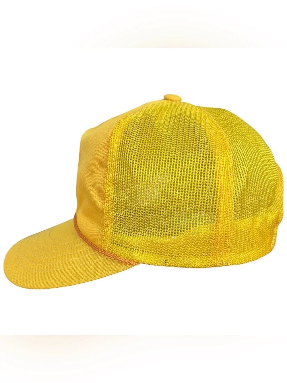 Vintage CAT Diesel Power Snapback Trucker Hat, Yellow w/ Black Logo Patch Sz S-M